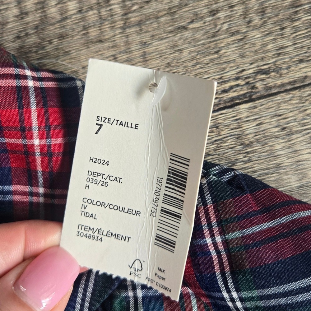 Gymboree Girls Size 7 Plaid Tiered Ruffle Skirt Navy Red Holiday Bow 3048934 NEW - Picture 4 of 6